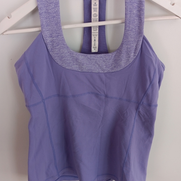 Lululemon Scoop Neck Tank Size 10 Lilac Heathered Coal Wee Stripe/Lilac - Picture 7 of 7